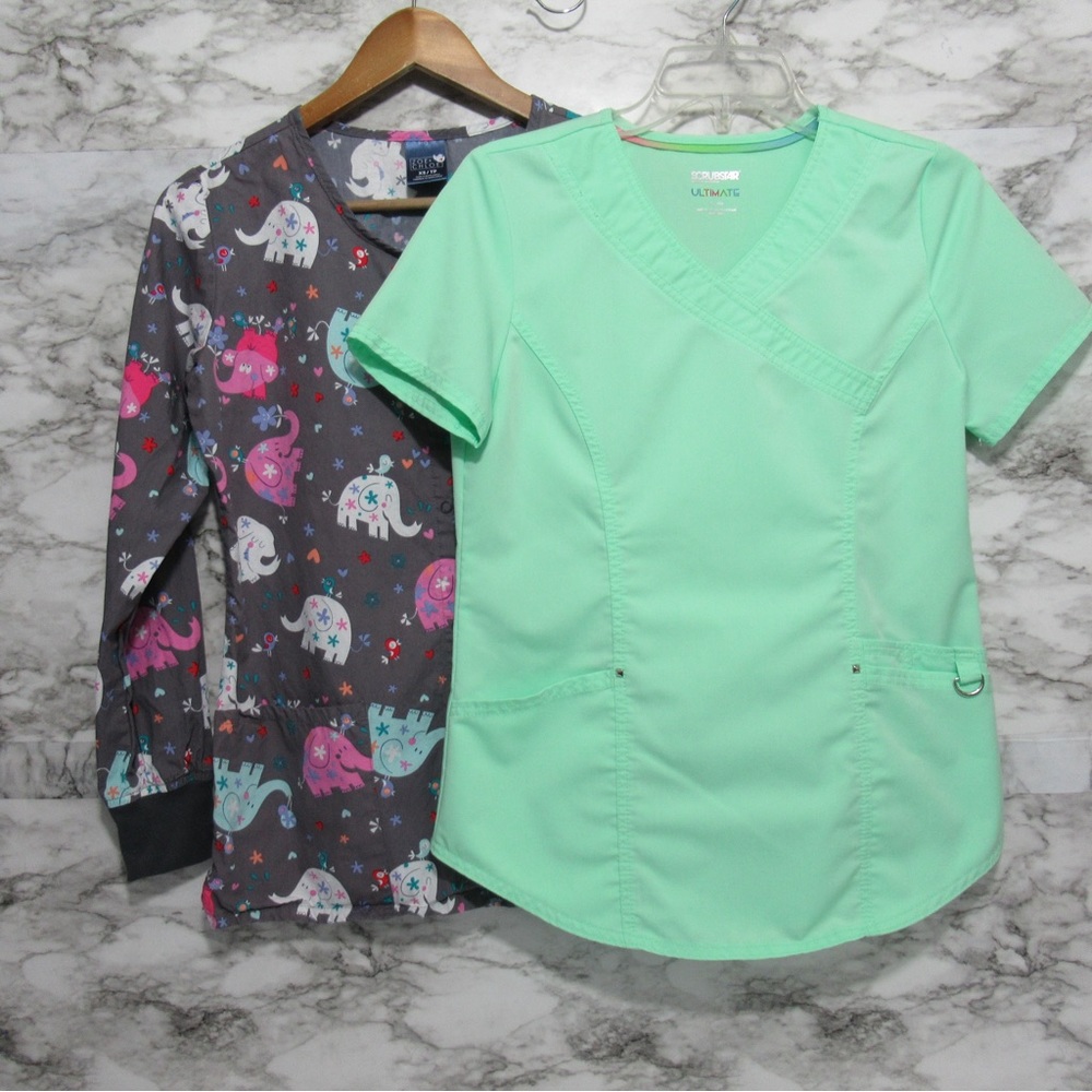 Scrubstar Scrub Tops Bundle of 2 Size XS